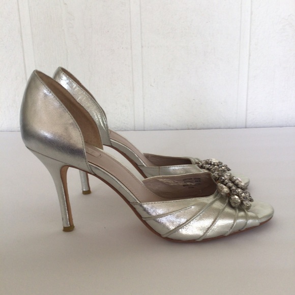NORDSTROM GLINT SILVER WEDDING HEELS SIZE 9.5 - Picture 7 of 13